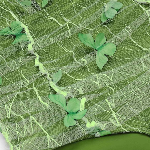 **NWT** RETRO STAGE VINTAGE GREEN 1960S 3D BUTTERFLY MESH SWIMSUIT - Picture 4 of 8